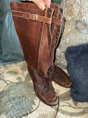 Authentic WWII Vintage 'Goodyear' Stamped Leather Combat Boots Rare